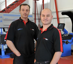 Tony Bones and Jason Saunders welcome you to Blackboots and Wheels in Motion Tyre and Alignment Centre